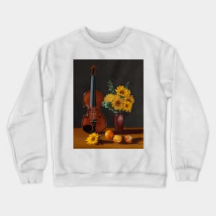 Violin Sunflowers Still Life Crewneck Sweatshirt